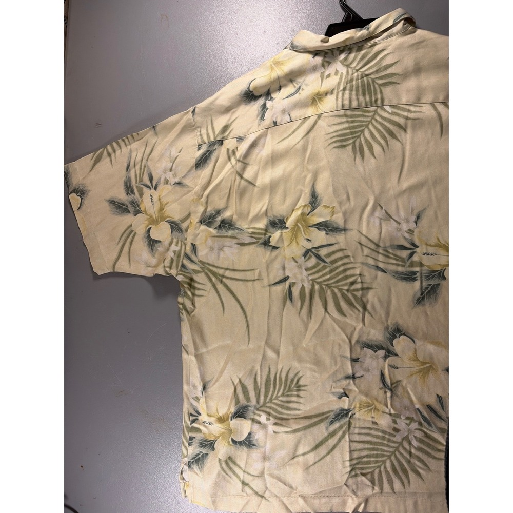 Tommy Bahama Button Down Shirt Mens XL Beige Silk Floral Tropical Camp Relaxed - Picture 10 of 10